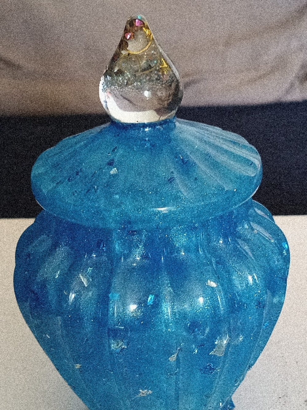 Blue Resin Decorative Jar with Clear Accent Lid - Home Art